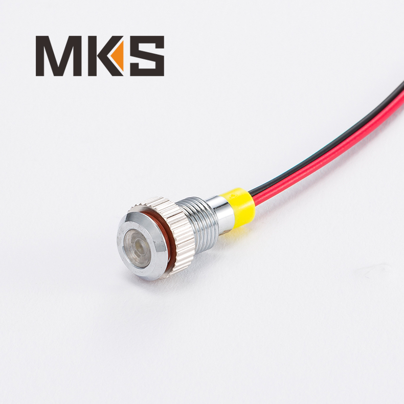 high quality 8mm diameter yellow light signal with cable