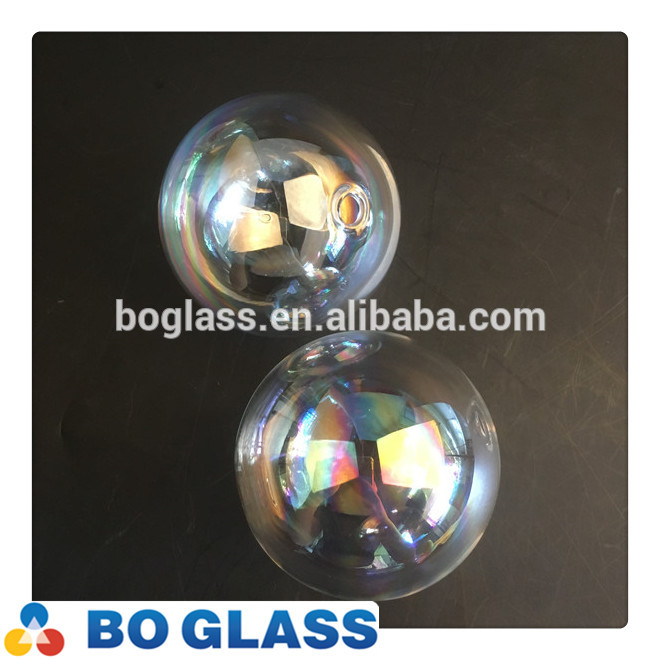 Handblown transparent Glass globe with iridescent finish