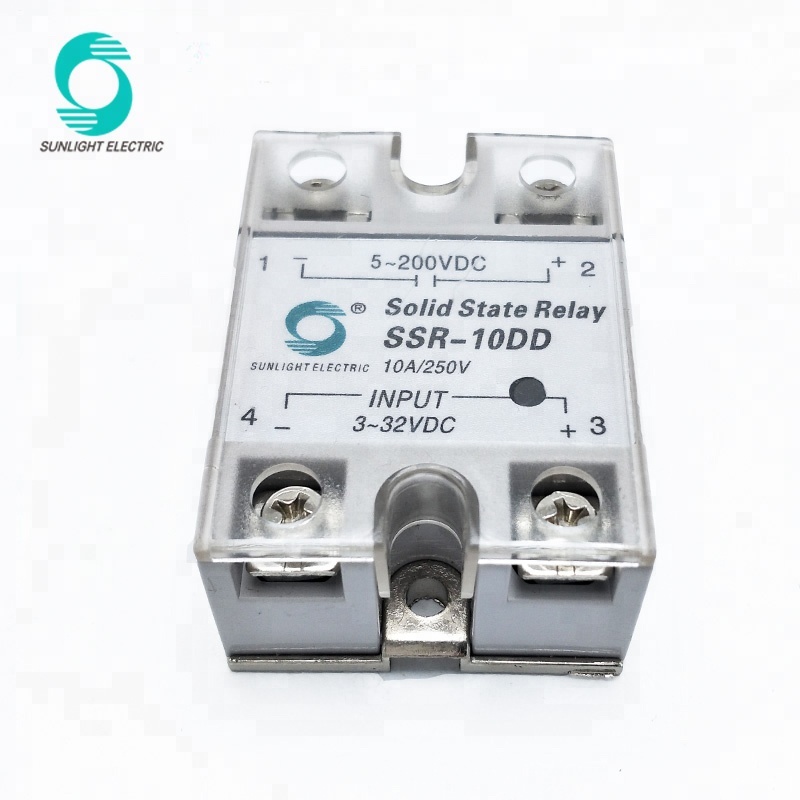 SSR-10DD 10A 3-32VDC input 5-60VDC output single phase dc to dc ssr solid state relay