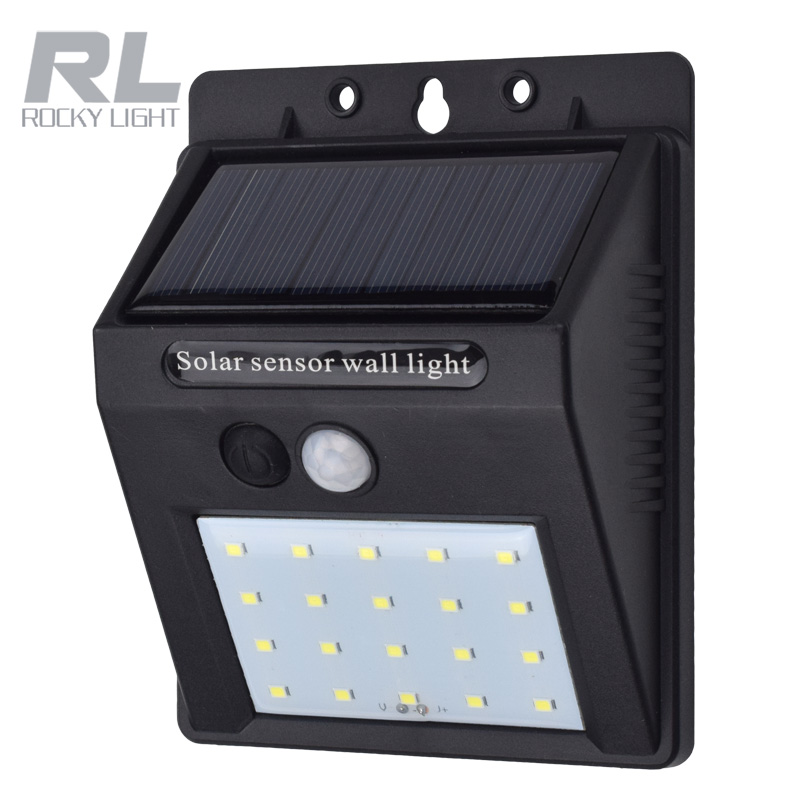 RL Energy saving LED solar light PIR motion sensor wall lamp security outdoor waterproof lighting