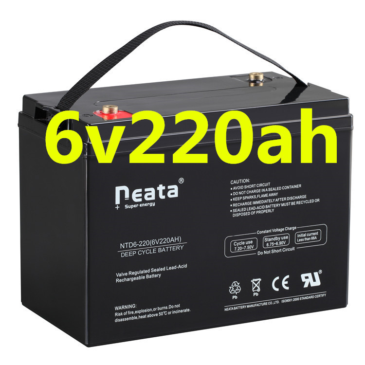 Neata High performance vrla UPS 6v 220ah sealed gel solar battery 12v 200ah