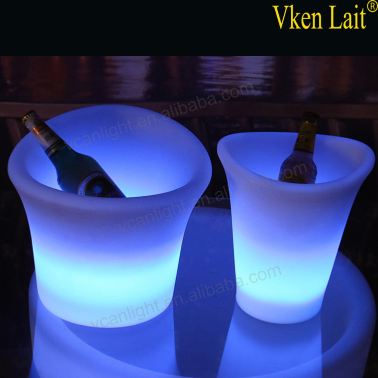 Night club chargeable beer ice bucket with beer, plastic led grey goose beer ice bucket