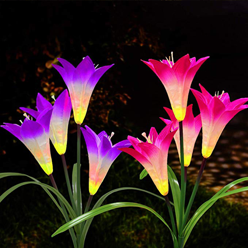 hot sale decor XLTD-722A Color Changing Solar Power Lily Flower flying birds RGB Color Change LED Light Solar Garden Light
