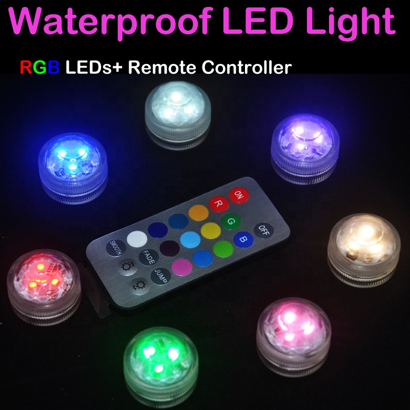 3CM Diameter Waterproof Design White/Warm White/RGB Submersible LED Tea Lights with Remote for Wedding Home Party Vase