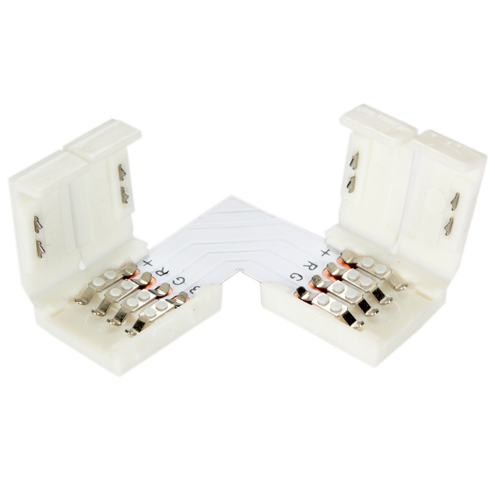 4 pin LED Connector L Shape For connecting corner right angle 10mm 5050 LED Strip Light RGB Color