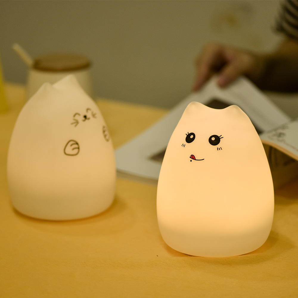 Zhuhai RGB 7/seven Color Change Cat Night Light Silicone for Children Bedroom