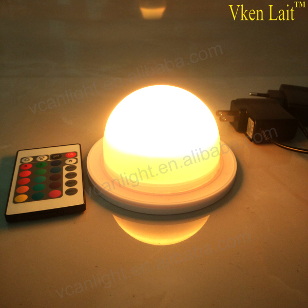 Cool and warm white color LED light base glowing lamp with IR remote