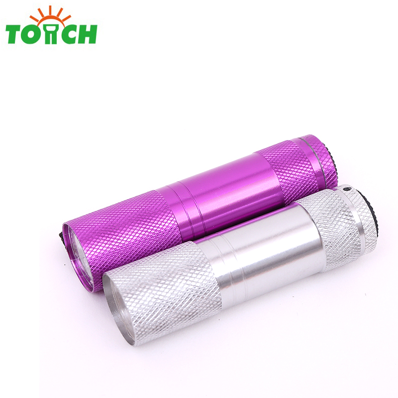 Promotion Aluminium Portable Mini 9 lED Flashlight support AAA Battery