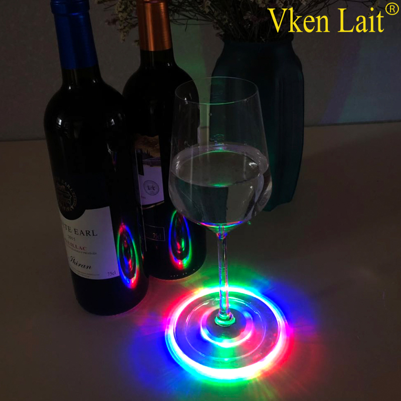 LED Coaster Color Change Light Up Drink Cup Mat Tableware Glow Bar Club Party