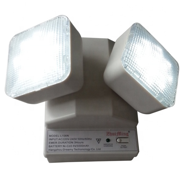 Twin Heads Emergency LED Sealed Ni-Cad Rechargeable Lamp