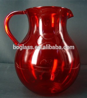 red and clear Glass Water Jug Pitcher