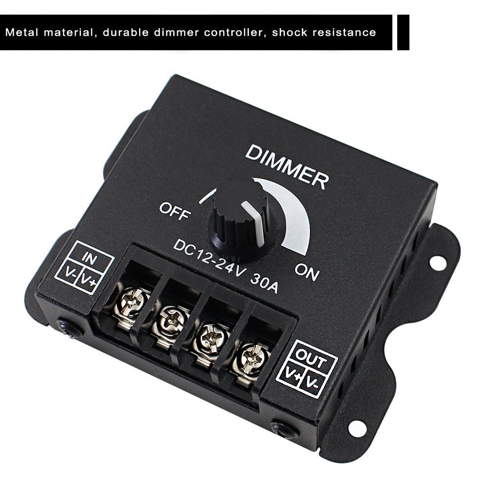 LED Dimmer DC 12V 24V 360W 720W Knob dimmer 30A Strip Driver Single Color Light Power Supply Controller 5050 3528