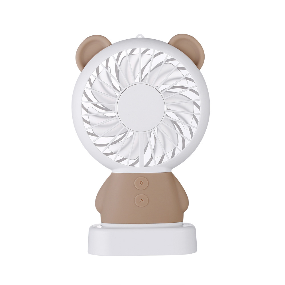 2018 New summer cartoon bear cute bear rechargeable handheld table standing mini fan with led light