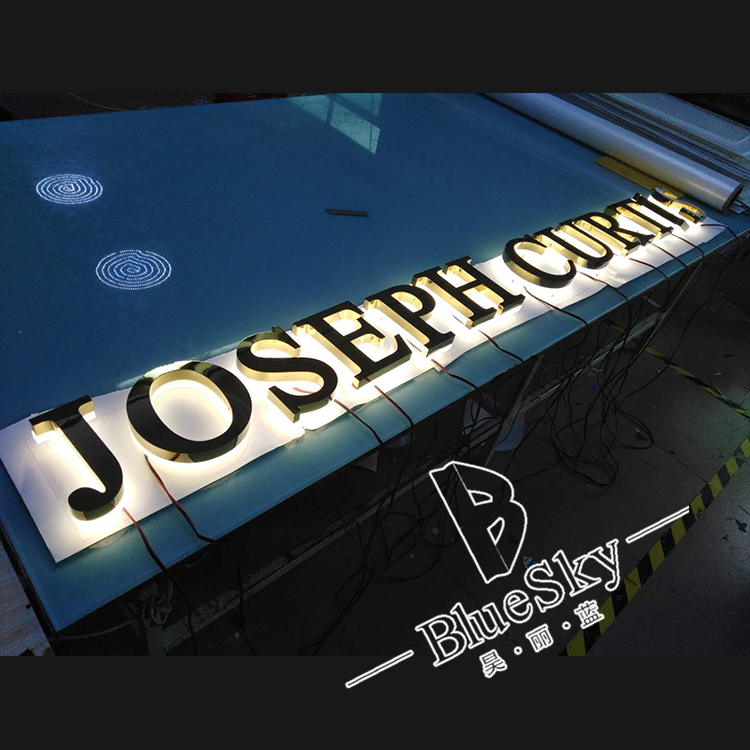 China Store Custom  Metal Backlit Letter Stainless Steel Led Backlit Sign LED External Sign Logo acrylic back light