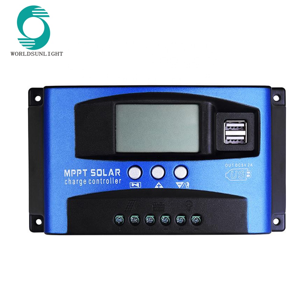WSSCC-4 100A Auto 12/24V Solar Panel Battery Regulator Charge Controller Dual USB 5V Output MPPT Solar Charge Controller