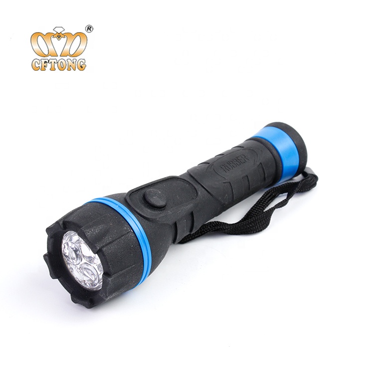 Classic outdoor 3W LED rubber flashlight