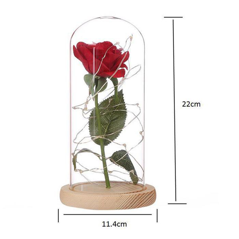 NewLED Beauty Rose And Beast Battery Powered Red Flower String Light Desk Lamp Romantic Valentine's Day Birthday Gift Decoration