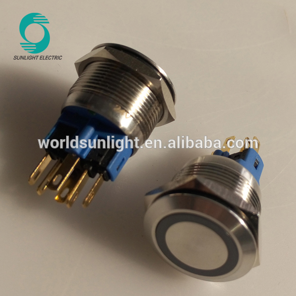 22mm ring illuminated momentary stainless steel push button switch