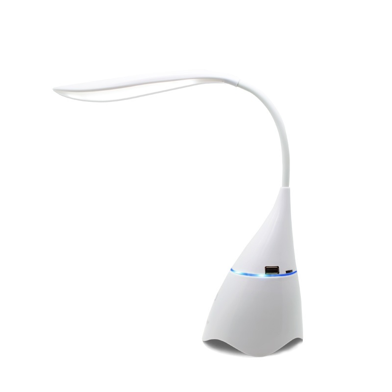 Contemporary Custom Bedroom White Touch Control Table Lamp With Bluetooth Speaker