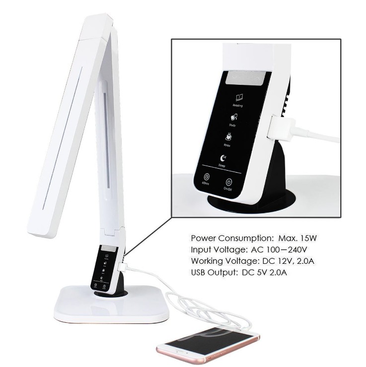 USB Modern Dimmable Foldable Led Eye Protection Reading Desk Lamp With Flexible Arm