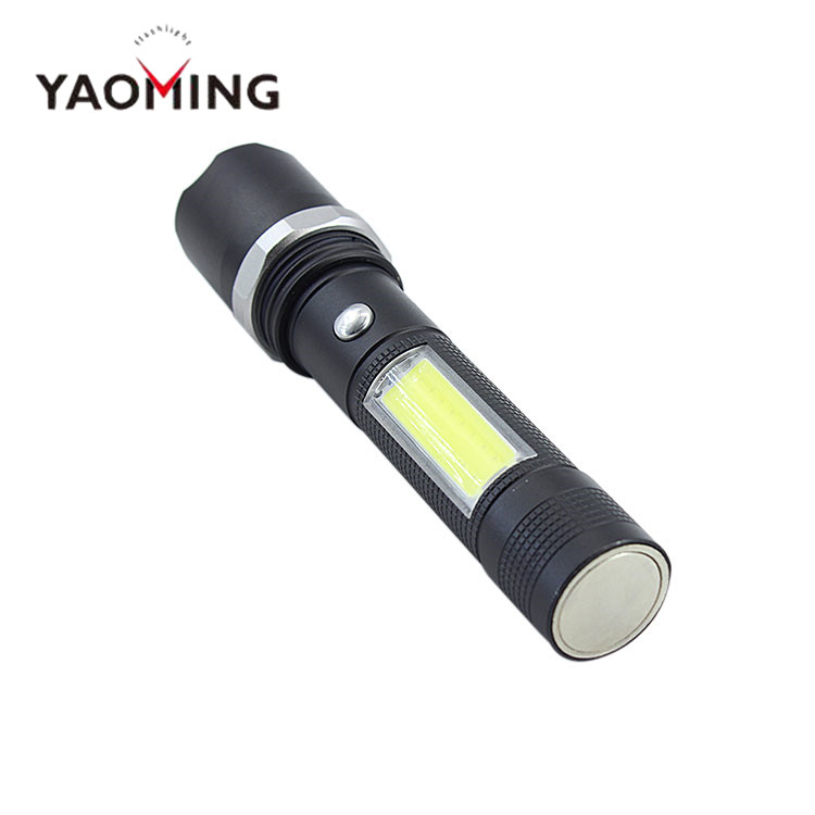 Zoomable 3W XPE 18650 Rechargeable Torch USB Charging COB Flashlight Magnetic Flashlight