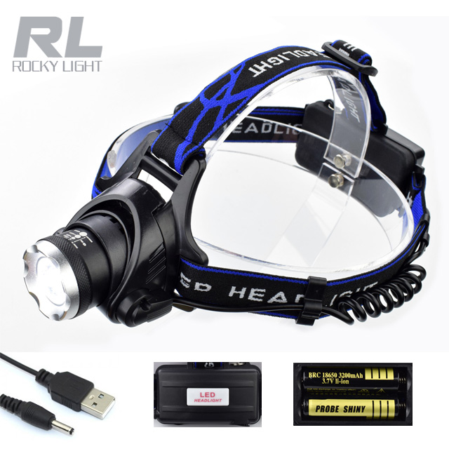 Zoomable 3 Modes LED Headlamp with Rechargeable Batteries LED headlamp super brightness head light