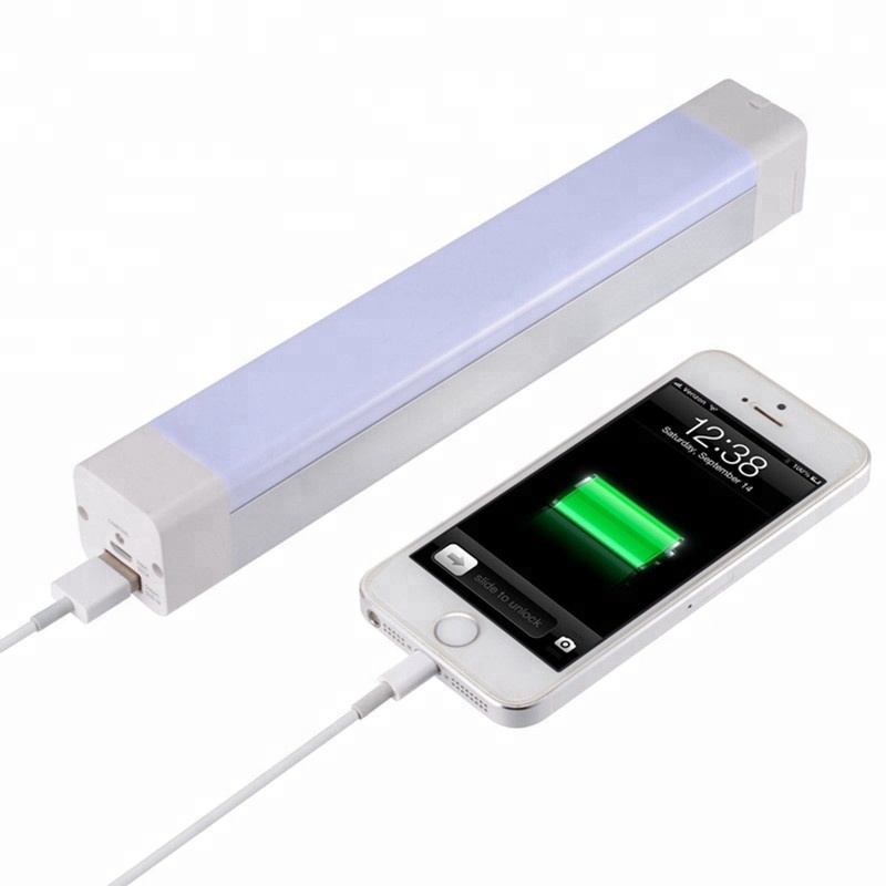 CE ROHS FCC Approved 2600mAh Lithium Battery Powered Portable Rechargeable Led Emergency Tube Lights for Iphone charging