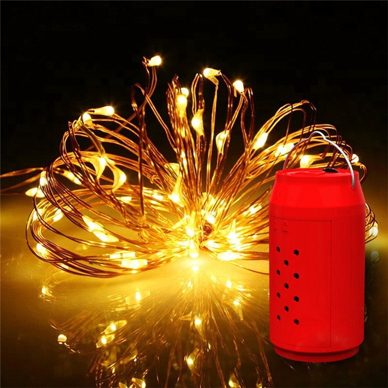 Waterproof 10M 33FT 100LEDs Warm White Copper Wire Mg air fuel cell Operated LED String Lights With Timer