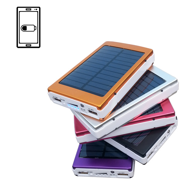 Quick charger slim solar power bank phone charger with led light