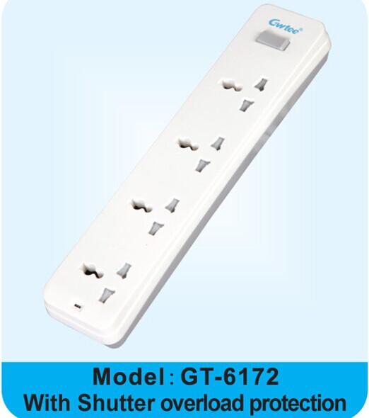 safety shutter extension socket with shutter overload protection