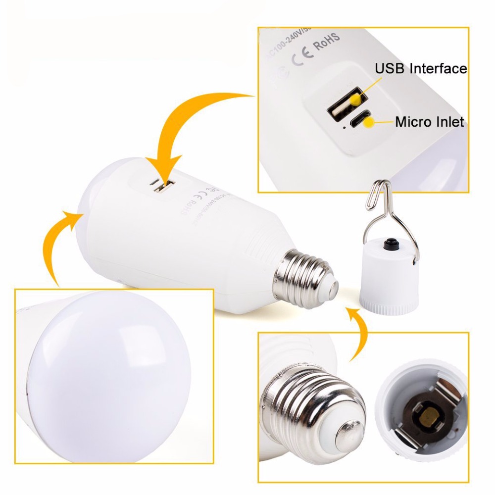 LED Smart bulb 7W led emergency light battery charge led bulb for home