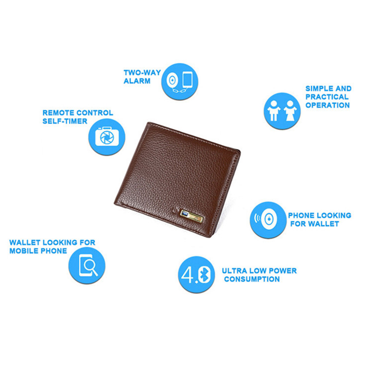 Smart Wallet Men Genuine Leather High Quality Anti Lost Intelligent Bluetooth Purse Male Card Holders Suit for IOS, Android