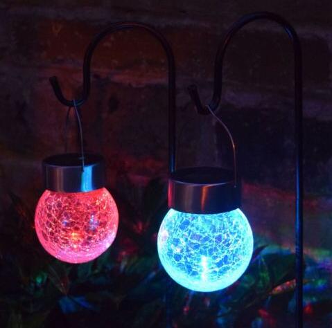 Stainless Steel Hanging Crackle Globe Lights Garden Outdoor Lamps