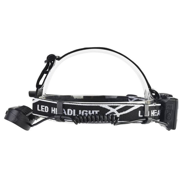 Waterproof XML-T6 COB LED Headlamp Outdoors Headlight USB Charging Rechargeable Head Lamp Red Light - Black