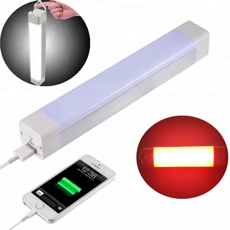 Portable outdoor new mini movable 5w solar rechargeable led tube light with power bank phone charger