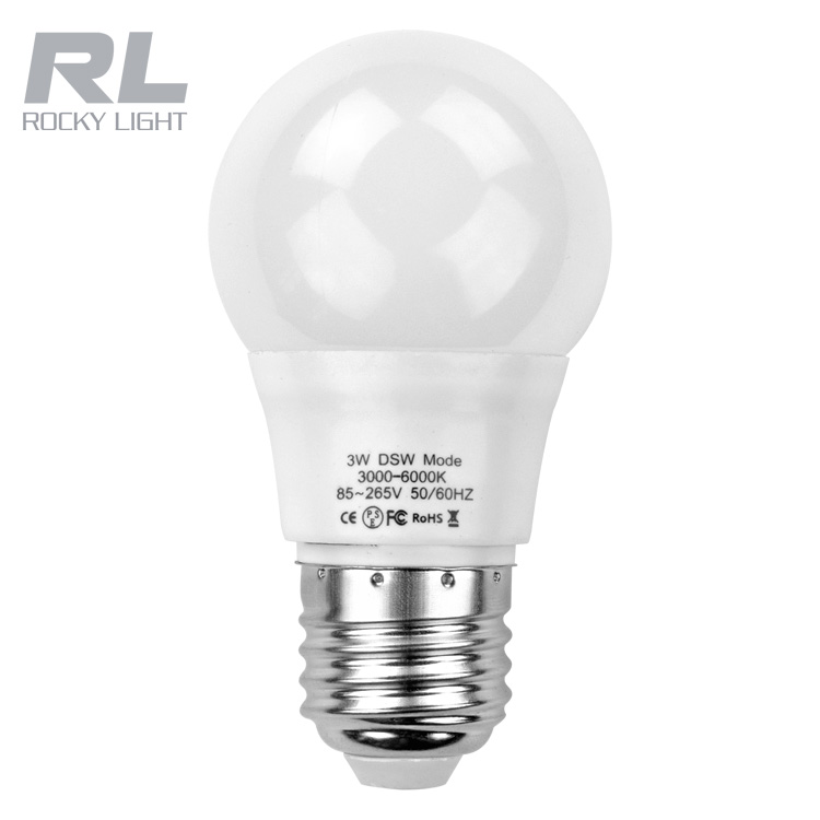 Hot sales color changing led bulb 3 color E27 3W color temperature adjustable