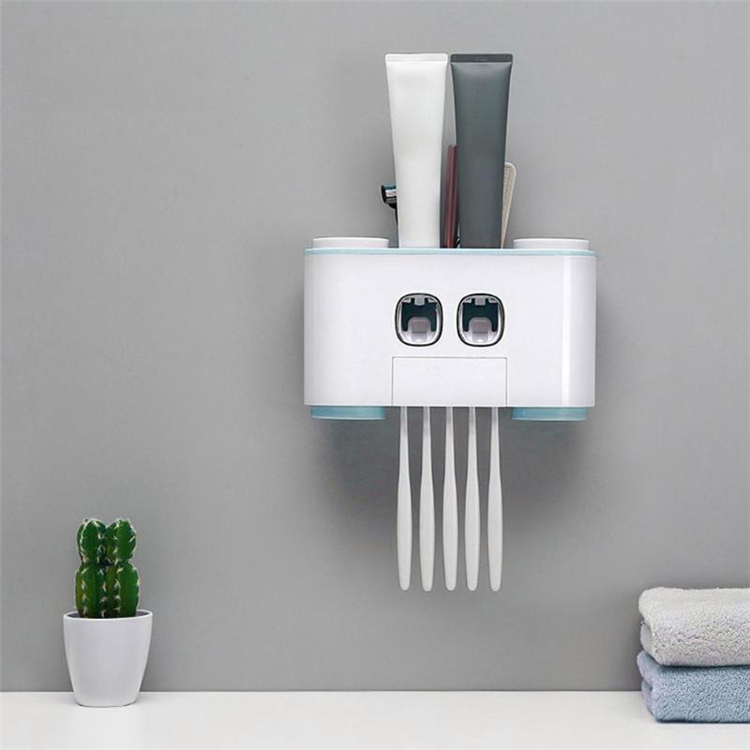 Wall Stand Dust-proof Toothbrush Holder with Cups Automatic Toothpaste Squeezer Toothpaste Dispenser