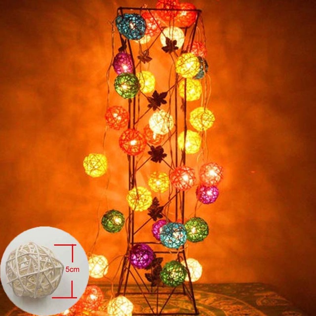 factory price Led Rattan Balls Multicolor cotton string lights for outdoor string lights
