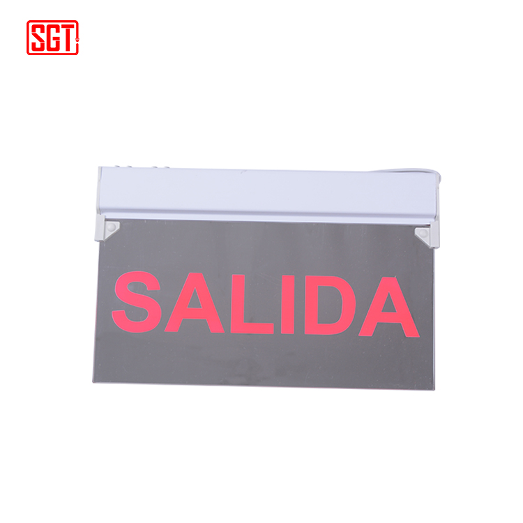 Wall mounted led acrylic salida exit sign for South America