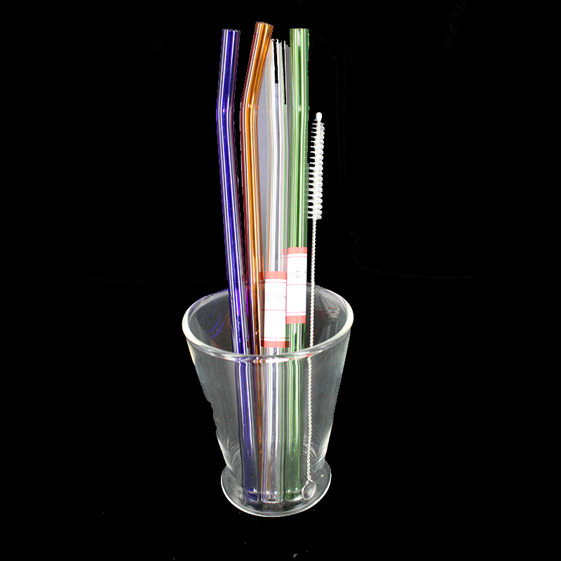 Handmade Borosilicate Pyrex Straight Bent Glass Drinking Straw Colored Straws