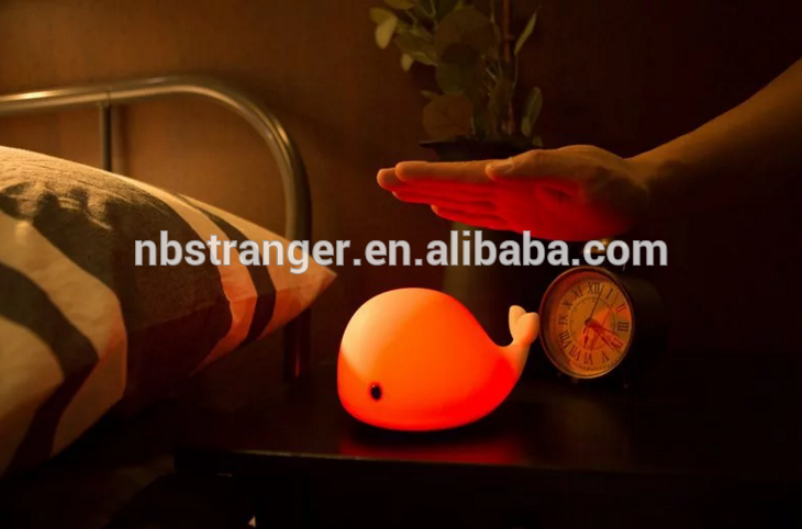 Rechargeable LED whale pat night light light with RGB color changing for kids