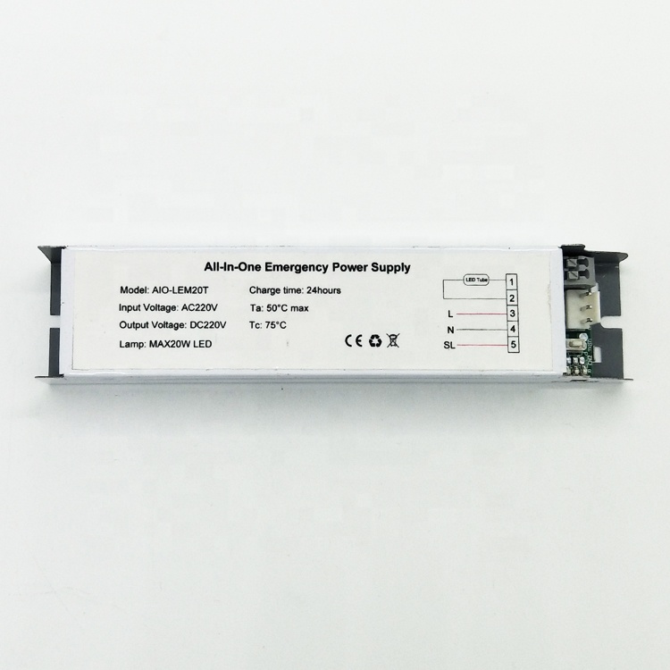 All-in-one led emergency battery pack with emergency module for t8 t5