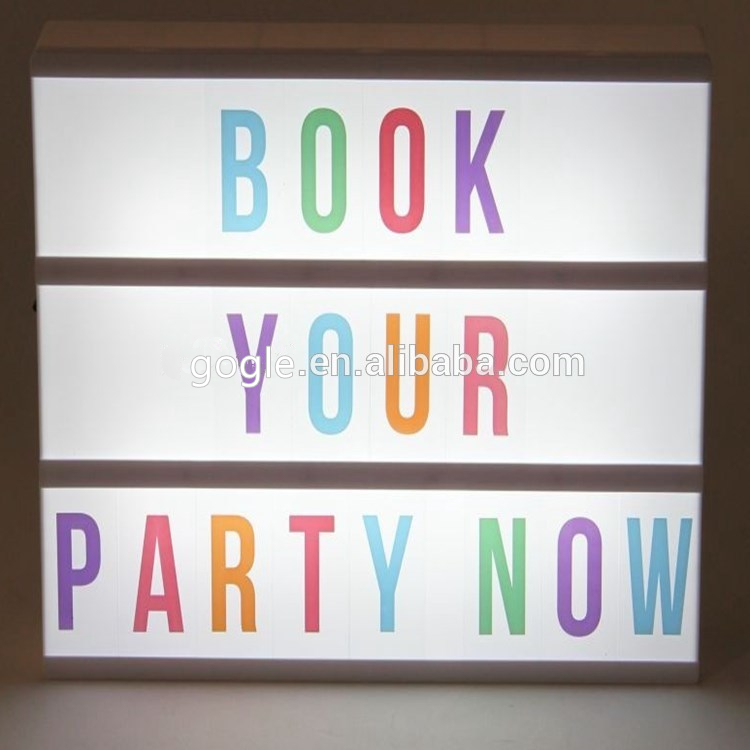 color A4 cinematic light box with 85pcs color letters number and symbols