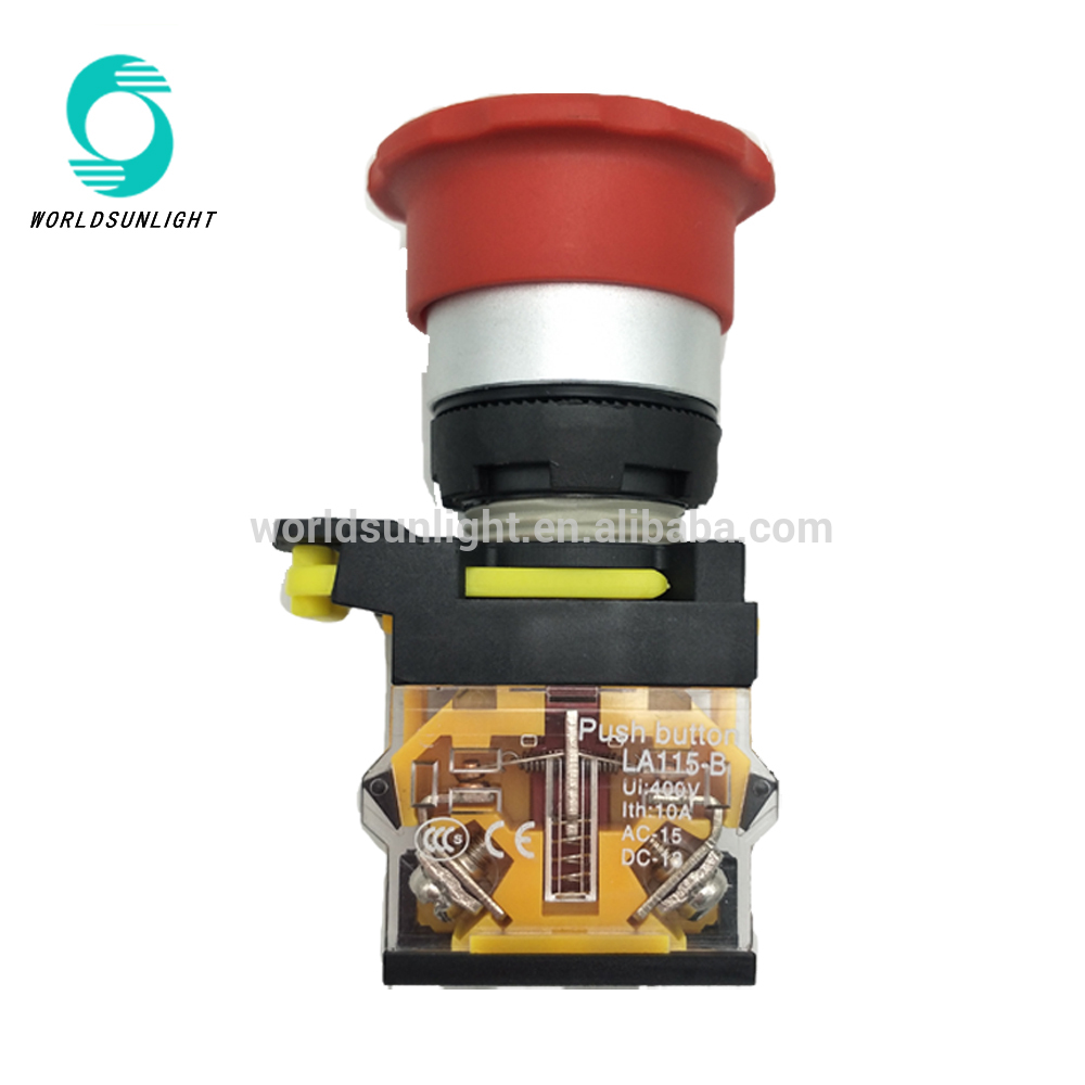 IP65 LA115-B2-01ZS 22mm 1NC normally closed 10a twist release emergency stop push button switch