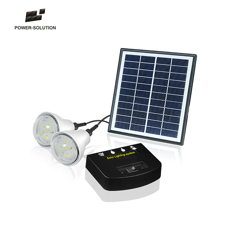 Polycrystalline Solar Panel & 7.4V/2600mAh Li-ion Battery with 2pcs super-bright led solar light bulb for No-Electricity Areas