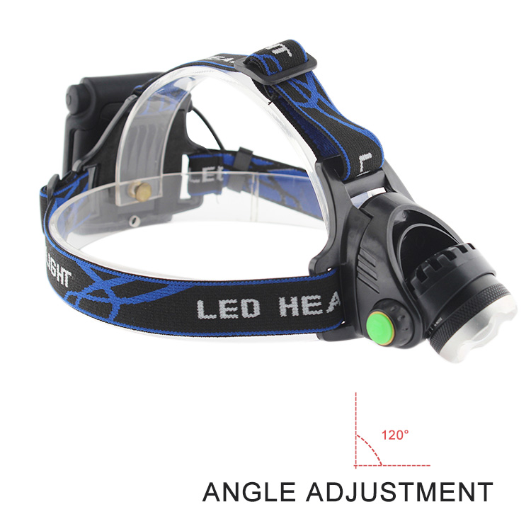 Zoomable 3 Modes Super Bright LED Headlamp flashlight with Rechargeable Batteries, Car Charger, Wall Charger and USB Cable