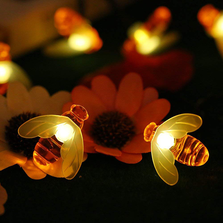 Solar String Lights Outdoor Waterproof Simulation Honey Bees Garden Xmas Decorations Solar Light Outdoor Garden