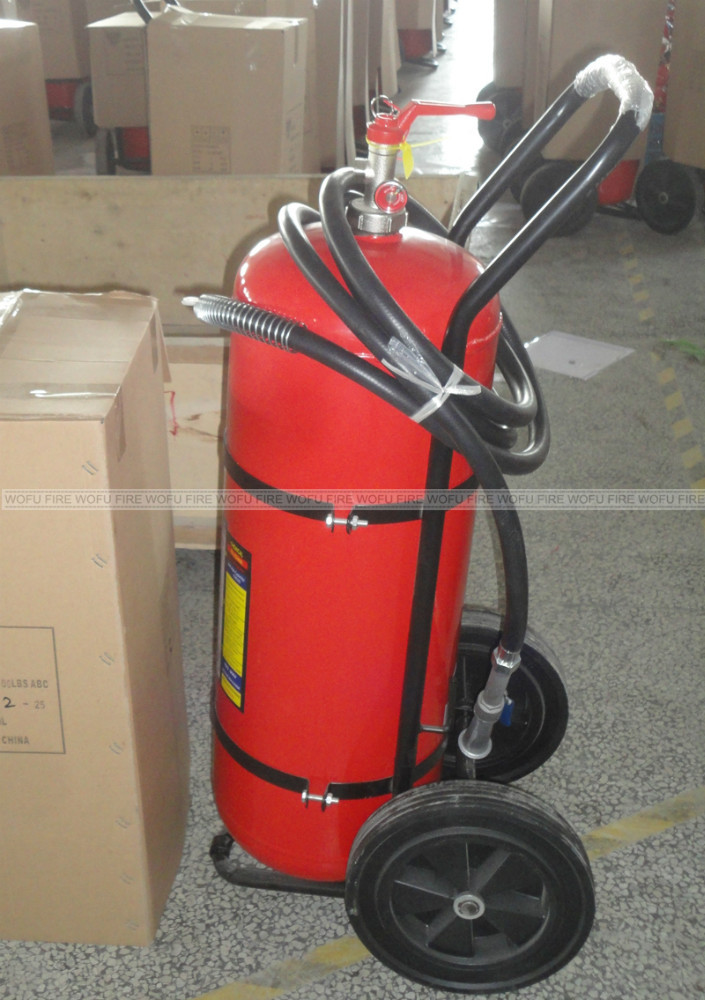 25KG-50KG-100KG DCP Trolley Fire Extinguisher Rubber Hose with Aluminum Gun