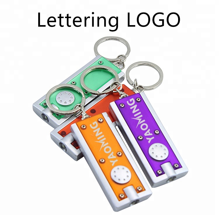 Promotional gift customer logo printed keychain led flashlight