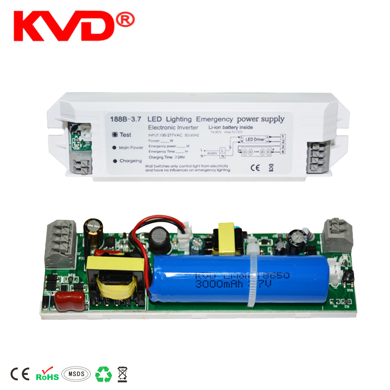 KVD 188B Battery backup LED emergency driver for 5w-45w LED emergency ceiling down light 90mins 180mins